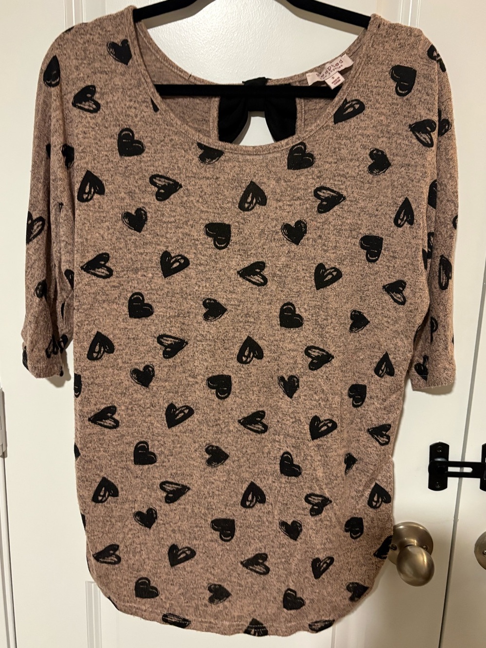 Tempted Los Angeles Heart Print Bow Back Top Size S